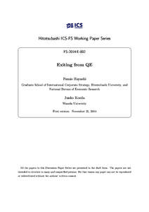 Hitotsubashi ICS-FS Working Paper Series    FS-2014-E-002