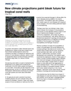 New climate projections paint bleak future for tropical coral reefs