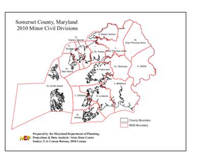 Somerset County, Maryland 2010 Minor Civil Divisions 11, Dames Quarter 9, Tangier