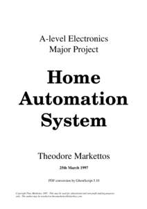 A-level Electronics Major Project Home Automation System