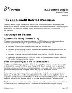 Tax and Benefit Related Measures