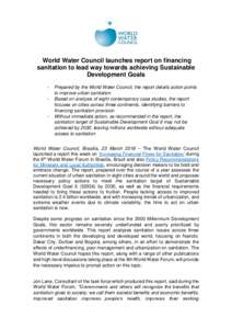 World Water Council launches report on financing sanitation to lead way towards achieving Sustainable Development Goals -  -