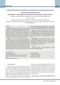 58  Original Article A Hybrid Electronic Health Record System Integrating Electronic and Paper-based Records