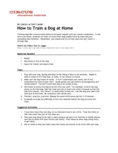 DIY CIRCUS: ACTIVITY GUIDE  How to Train a Dog at Home Training dogs like Luciano takes patience and good rapport with our canine companions. In this how-to-at-home, students can learn to teach their dogs simple tricks b