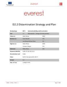 D2.2 Dissemination Strategy and Plan Workpackage WP 2  Community Building and Dissemination