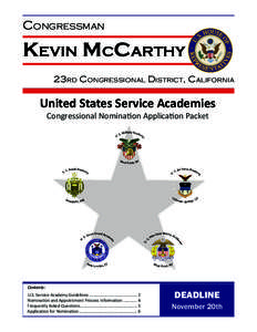 Congressman  Kevin McCarthy 23rd Congressional District, California  United States Service Academies