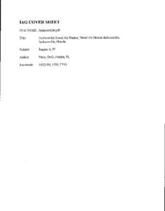 Interagency Agreement - JACKSONVILLE NAVAL AIR STATION, NAVAL AIR STATION JACKSONVILLE[removed])