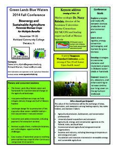 Green Lands Blue Waters 2014 Fall Conference Bioenergy and Sustainable Agriculture Perennial Biomass Crops for Multiple Benefits