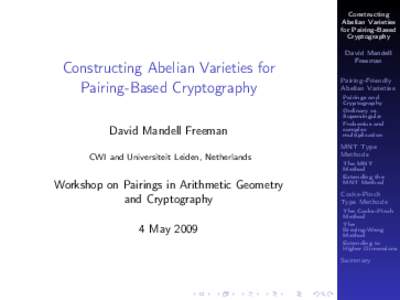 Constructing Abelian Varieties for Pairing-Based Cryptography  Constructing Abelian Varieties for
