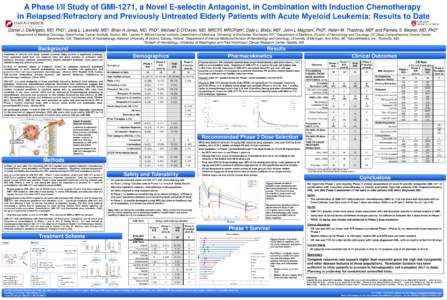 A Phase I/II Study of GMI-1271, a Novel E-selectin Antagonist, in Combination with Induction Chemotherapy in Relapsed/Refractory and Previously Untreated Elderly Patients with Acute Myeloid Leukemia; Results to Date Dan