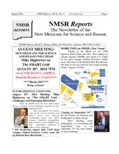 AugustNMSR Reports, Vol.22, No. 8 www.nmsr.org