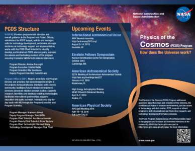 National Aeronautics and Space Administration PCOS Structure  Upcoming Events