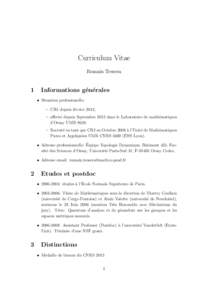 Curriculum Vitae Romain Tessera 1  Informations g´