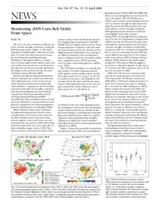 Eos, Vol. 87, No. 15, 11 Aprilnews Monitoring 2005 Corn Belt Yields From Space PAGe 150