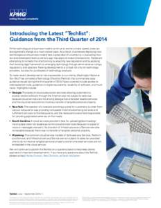 Introducing the Latest ”Techlist”: Guidance from the Third Quarter of 2014