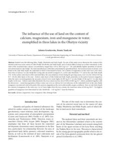 The influence of the9,use of land on the content of calcium, magnesium, iron and manganese in water... Limnological Review 1: 9-16