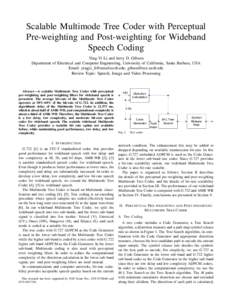Scalable Multimode Tree Coder with Perceptual Pre-weighting and Post-weighting for Wideband Speech Coding Ying-Yi Li and Jerry D. Gibson Department of Electrical and Computer Engineering, University of California, Santa 