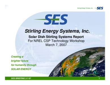 Stirling Energy Systems – Solar Dish Stirling Systems Report