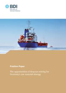 Position Paper The opportunities of deep-sea mining for Germany’s raw material strategy BDI — Federation of German Industries Department of Security and Raw Materials