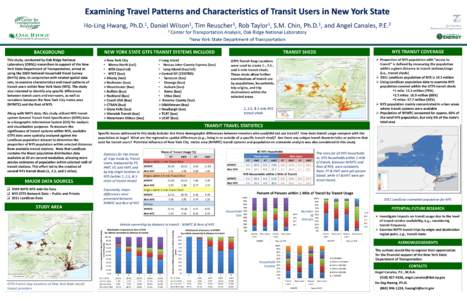 Examining Travel Patterns and Characteristics of Transit Users in New York State Ho-Ling Hwang, 1 Ph.D. ,