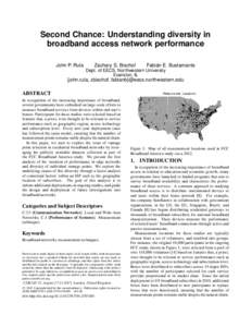 Second Chance: Understanding diversity in broadband access network performance John P. Rula Zachary S. Bischof
