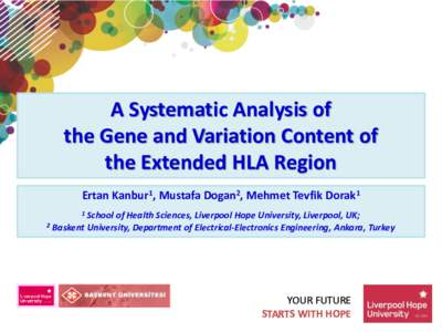 A Systematic Analysis of the Gene and Variation Content of the Extended HLA Region Ertan Kanbur1, Mustafa Dogan2, Mehmet Tevfik Dorak1 1