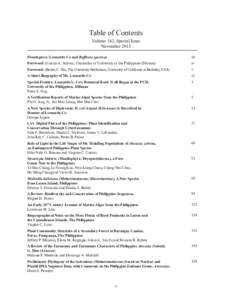 Table of Contents Volume 142, Special Issue November 2013 Frontispiece: Leonardo Co and Rafflesia speciosa  iii