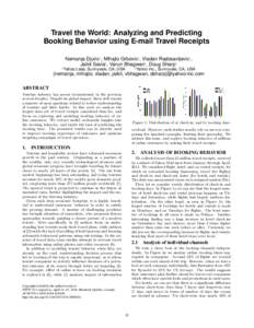 Travel the World: Analyzing and Predicting Booking Behavior using E-mail Travel Receipts