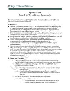 Bylaws of the CNS Council on Diversity and Community