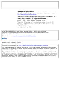 Emotional complexity and emotional well-being in older adults: Risks of high neuroticism