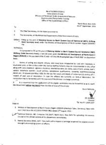 No[removed]E0(SM-1) Government of India Ministry of Personnel, Public Grievances & Pensions Department of Personnel & Training Office of the Establishment Officer North Block, New Delhi