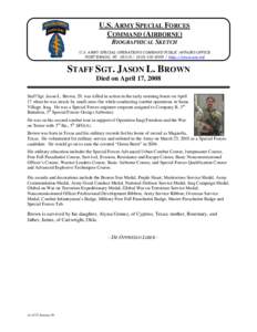 U.S. ARMY SPECIAL FORCES COMMAND (AIRBORNE) BIOGRAPHICAL SKETCH U.S. ARMY SPECIAL OPERATIONS COMMAND PUBLIC AFFAIRS OFFICE FORT BRAGG, NChttp://news.soc.mil