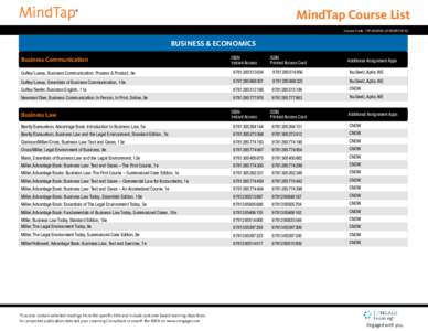 MindTap Course List Source Code: 13P-AG0366 (JANUARY2016) Source Code: 13P-AG0366 (05AUG2014) BUSINESS & ECONOMICS Business Communication