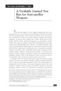 A Verifiable Limited Test Ban for ASAT Weapons - July 2010