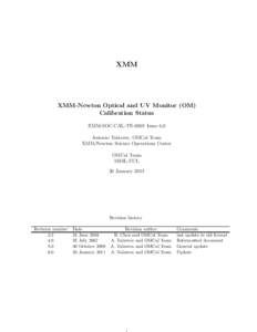 XMM  XMM-Newton Optical and UV Monitor (OM) Calibration Status XMM-SOC-CAL-TN-0019 Issue 6.0 Antonio Talavera, OMCal Team