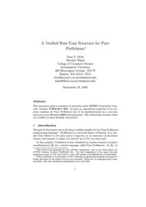 A Veried Run-Time Structure for Pure PreScheme Dino P. Oliva Mitchell Wand College of Computer Science Northeastern University