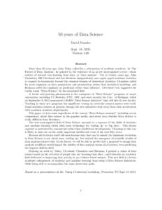 50 years of Data Science David Donoho Sept. 18, 2015 VersionAbstract