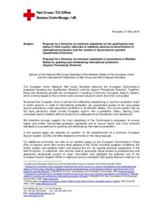 Position paper Proposed Recast of the Qualification Directive and the Asylum Procedures Directive