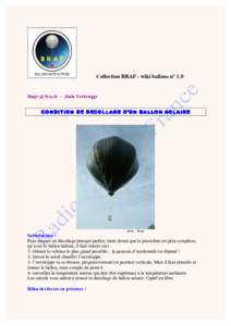 Collection BRAF : wiki ballons n° 1.0  f6agv @ free.fr - Alain Verbrugge CONDITION DE DECOLLAGE D’UN BALLON SOLAIRE  photo : f6agv