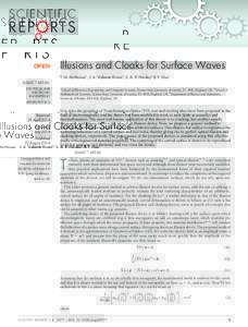 OPEN  Illusions and Cloaks for Surface Waves T. M. McManus1, J. A. Valiente-Kroon2, S. A. R. Horsley3 & Y. Hao1  SUBJECT AREAS: