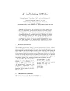 νZ - An Optimizing SMT Solver Nikolaj Bjørner1 , Anh-Dung Phan2 , and Lars Fleckenstein3 1 Microsoft Research, Redmond, WA, USA DTU Compute, Technical University of Denmark