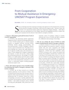 Cover story  From Cooperation to Mutual Assistance in Emergency: UNOSAT Program Experience Key words: UNOSAT, UN, emergency situation, monitoring, emergency situation control