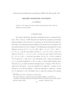 Jordan Journal of Mathematics and Statistics (JJMS) 7(2), 2014, ppRELATED MONOTONIC FUNCTIONS M. SASIREKHA Abstract. We continue the study of related sets introduced by Prof. Min and generalize some of his re