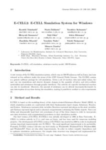 240  Genome Informatics 13: 240–E-CELL2: E-CELL Simulation System for Windows Kouichi Takahashi1
