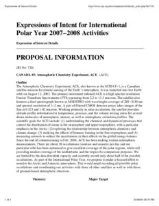 Expressions of Interest Details  http://www.ipy.org/development/eoi/details_print.php?id=720 Expressions of Intent for International Polar Year 2007−2008 Activities