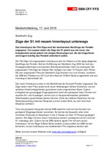MedienstelleMedienmitteilung, 17. Juni 2016 Stadtbahn Zug