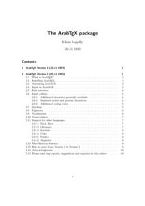 The ArabTEX package Klaus LagallyContents 1 ArabTEX Version)