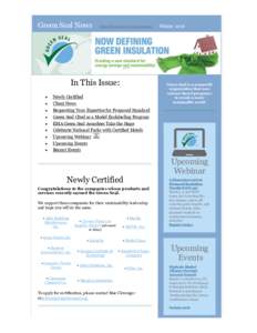 Green Seal News  View this email in your browser In This Issue: