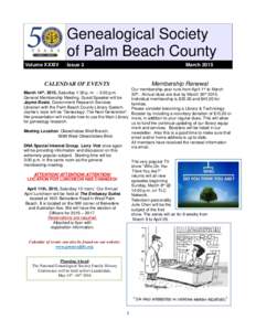 Genealogical Society of Palm Beach County Volume XXXIV Issue 3