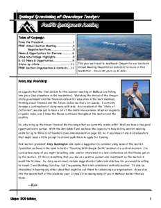 National Association of Geoscience Teachers  Pacific Northwest Section Table of Contents: From the President……………………………………....1 PNW Annual Section Meeting…………………....2